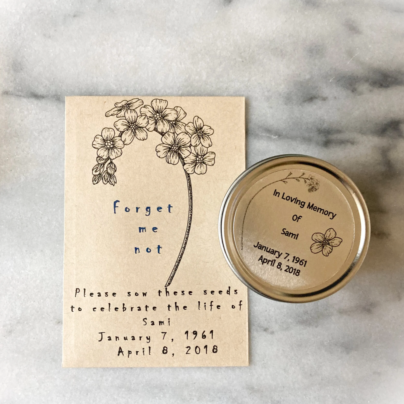 Memorial Forget-Me-Not Personalized Sympathy Gift – rubeefavors