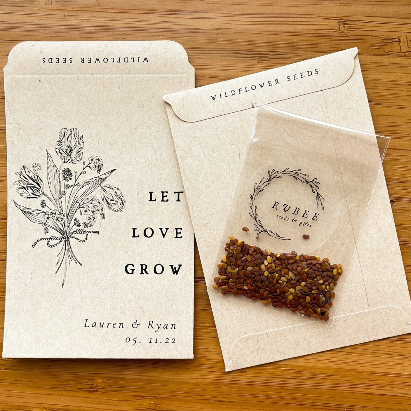 Let Love Grow Seed Packets- Wildflower Seeds Included – rubeefavors
