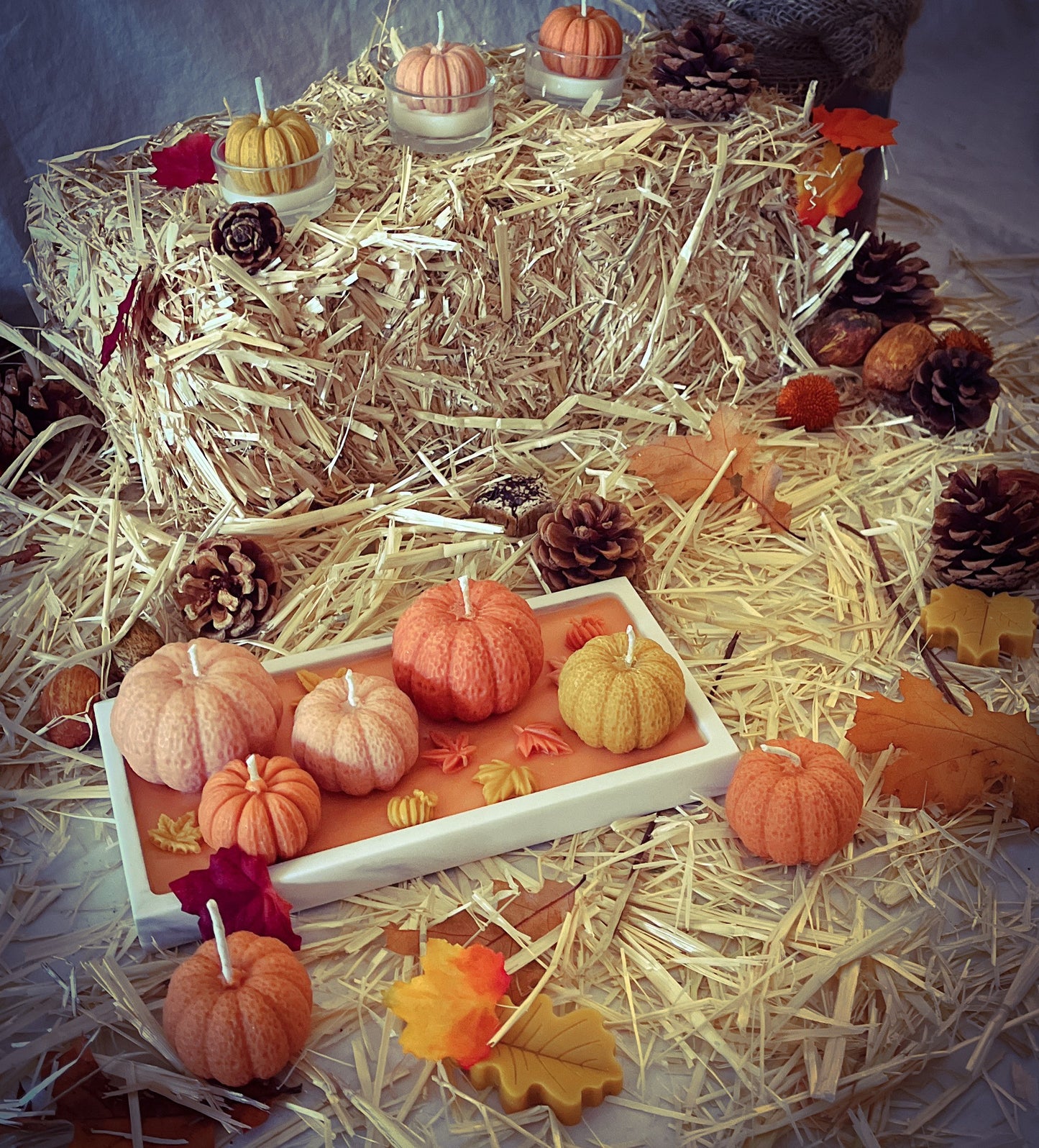 Pumpkin Candles, Halloween, Fall Table Decoration