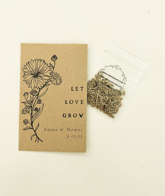 Wedding Favors Let Love Grow Seed Packets // Cornflower Seeds Included