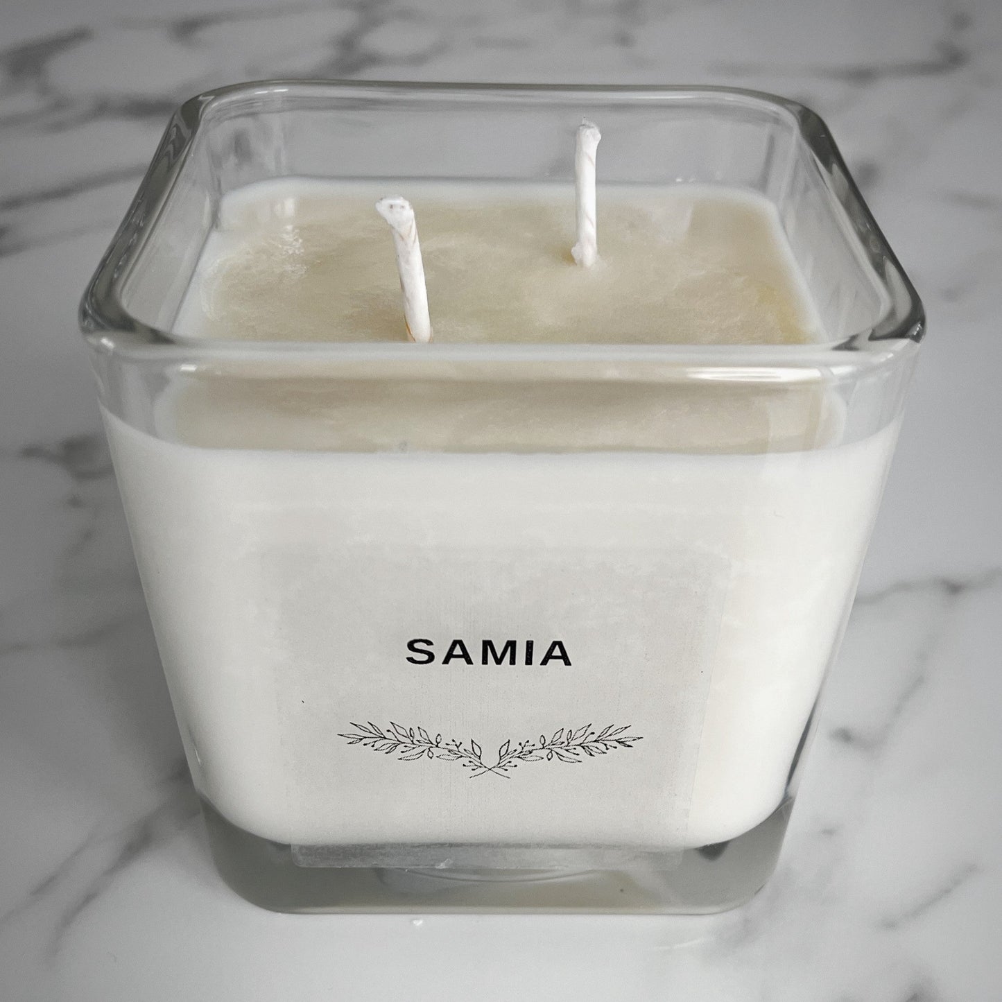 Citrus Shine Soy Candle - Square Candle Personalized - Rubbe Seeds & Gifts