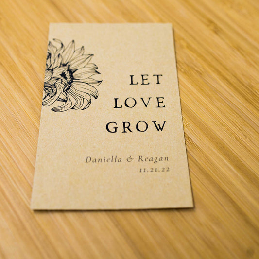 Let Love Grow- Sunflower Seed Packets - Rubee Seeds & Gifts- 
