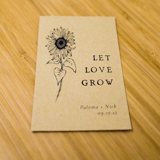 Let Love Grow- Full Sunflower Seed Packets - Rubee Seeds & Gifts- 
